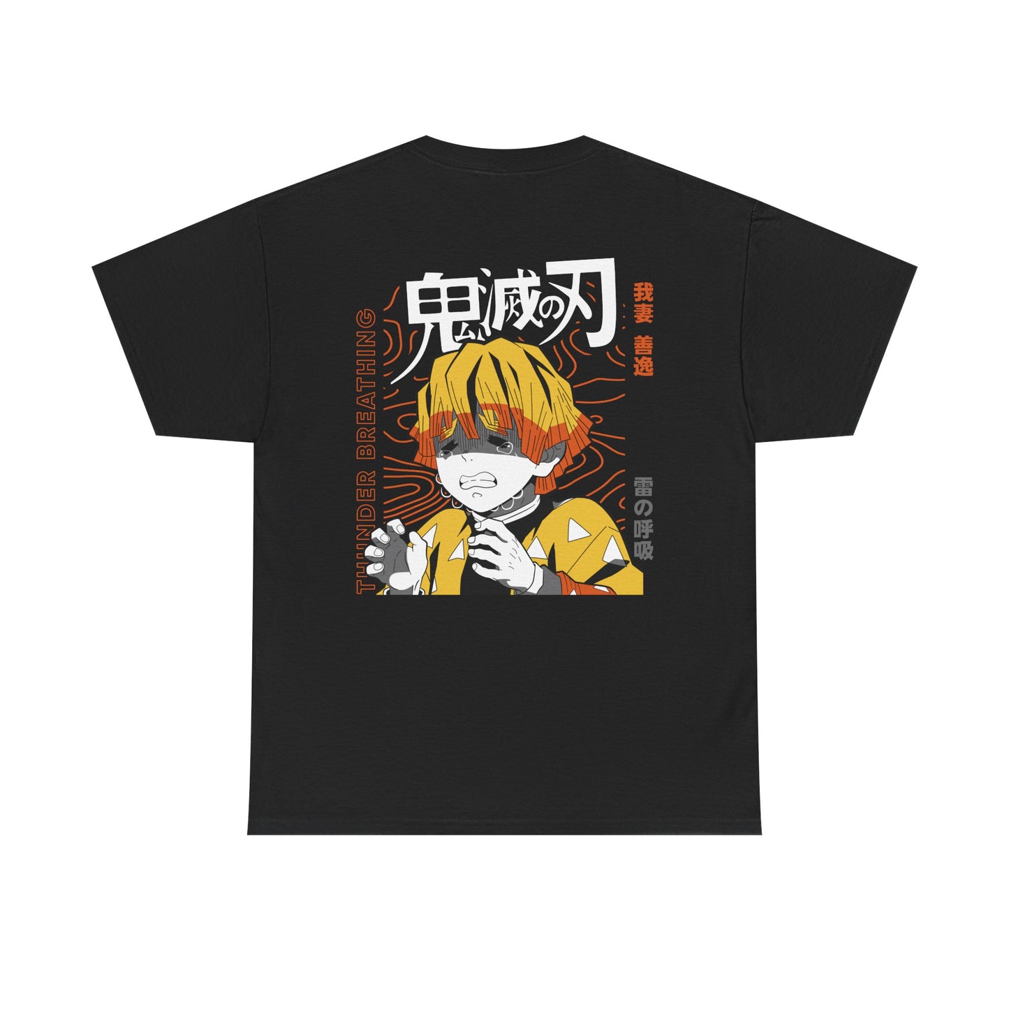 D3MON SL4Y3R Basic Tee – Thunder Cry Anime-Inspired Unisex Heavy Cotton Tee, Cool Graphic Tee, Gift for Anime Lovers, Casual Wear, Japanese Manga Tee