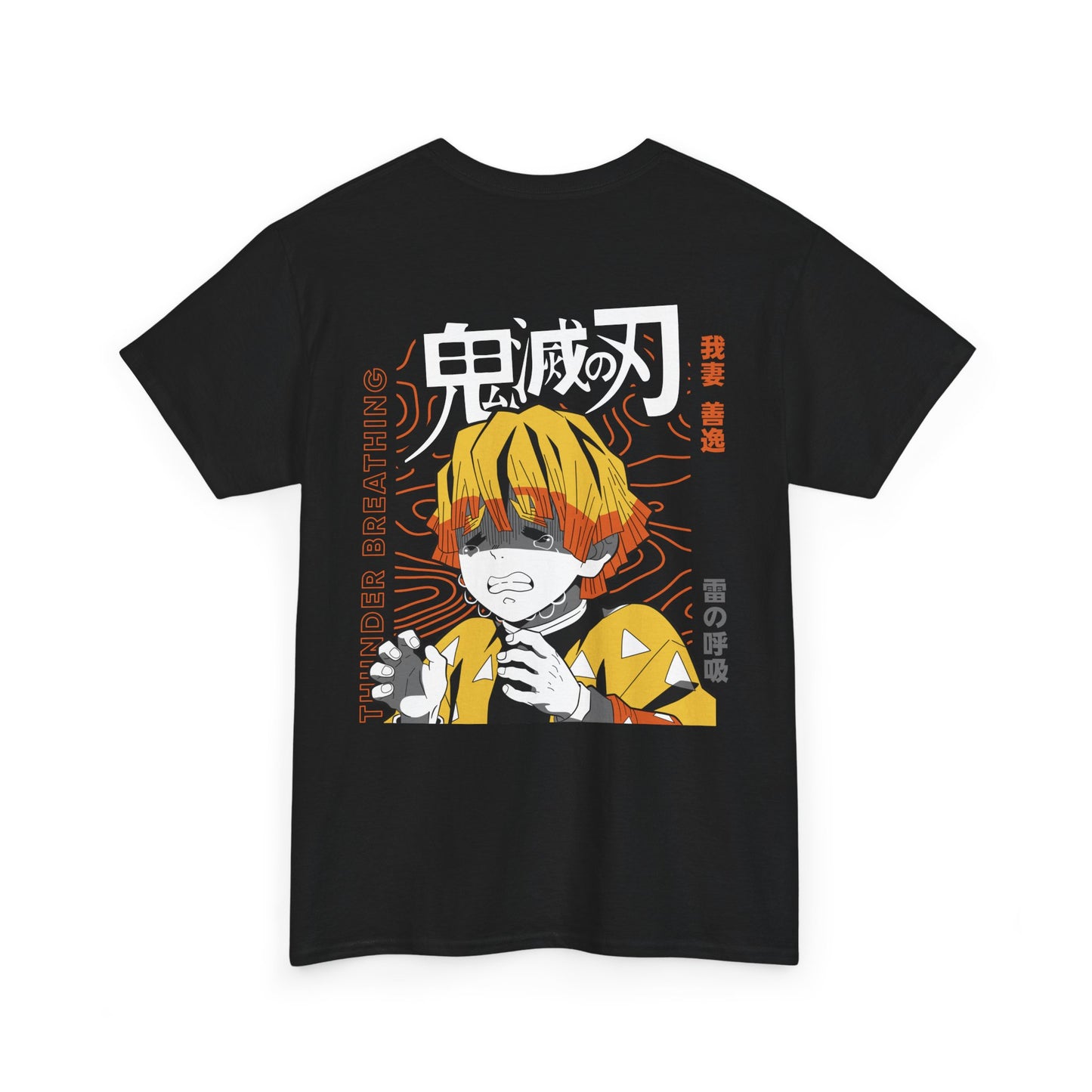D3MON SL4Y3R Basic Tee – Thunder Cry Anime-Inspired Unisex Heavy Cotton Tee, Cool Graphic Tee, Gift for Anime Lovers, Casual Wear, Japanese Manga Tee