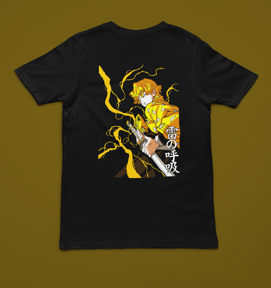 D3MON SL4Y3R Basic Tee – Thunder Form  Anime-Inspired Graphic Unisex Heavy Cotton Tee | Cool Japanese Manga Shirt, Casual Wear, Gift for Anime Fans